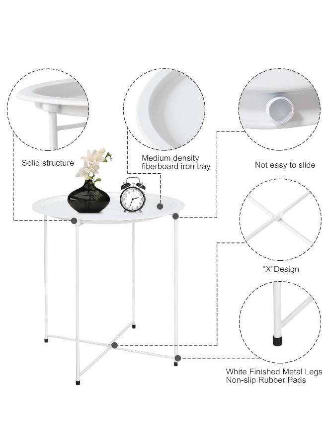 بلومنغ تايم طاولة جانبية معدنية قابلة للطي للاستخدام الخارجي - طاولة جانبية محمولة للفناء والشرفة، طاولة صينية قابلة للطي مقاومة للعوامل الجوية، مثالية للاستخدام الخارجي، والاسترخاء في الأماكن المغلقة، والتخييم، وحمامات السباحة - Image 3
